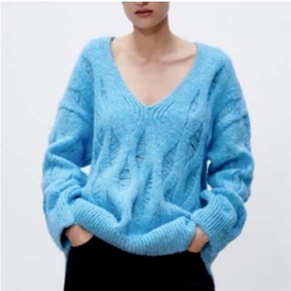 Zara Oversized Distressed Knit Sweater - Picture 1 of 9